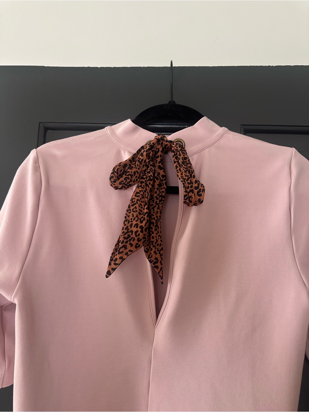 Free People West Hill Blush Pink Mini Dress Leopard Tie Back S - Picture 7 of 12